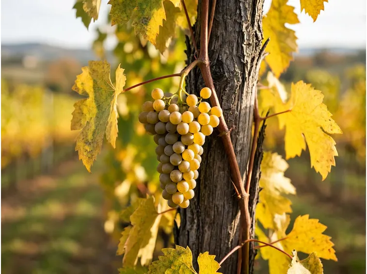 In vigna: versanti soleggiati e un grappolo che chiede attenzione