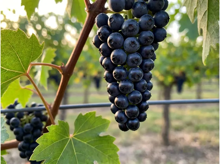 In vigna: grappolo compatto, buccia spessa e maturazione medio-tardiva